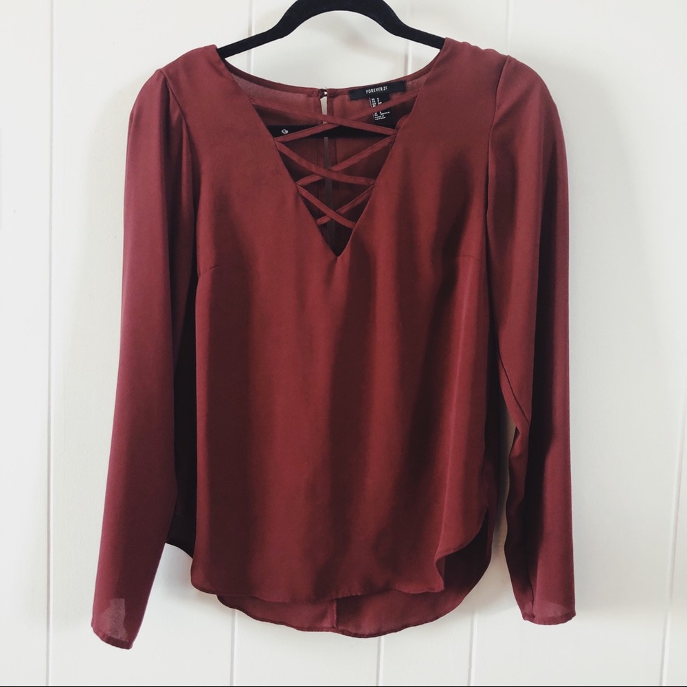 Maroon Crisscross Blouse